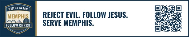 Banner strip – Reject Satan Memphis graphic, 5