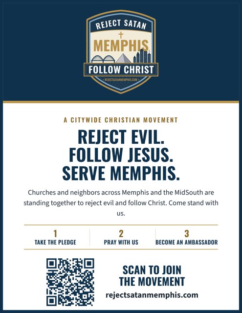 Full sheet flyer – Reject Satan Memphis graphic, 8.5