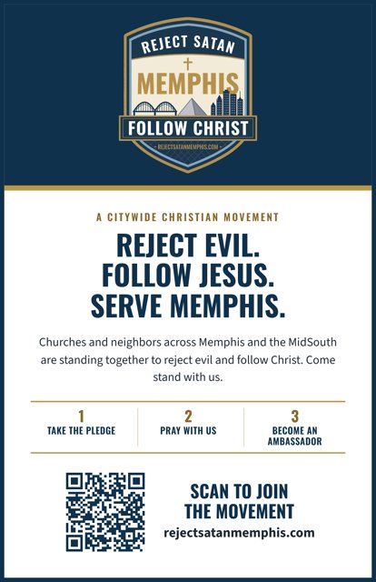 Half sheet – Reject Satan Memphis graphic, 5.5
