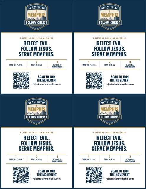 4 quarter sheets per page – Reject Satan Memphis graphic, Letter, portrait
